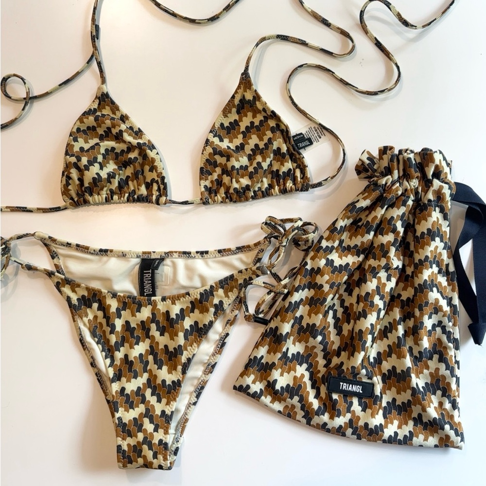 Triangl Swimwear Black and Tan Bikini Set